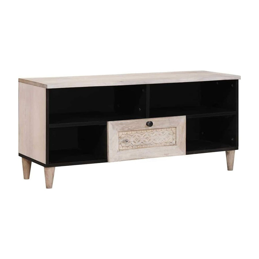 TV Cabinet Bleached White Solid Mango Wood