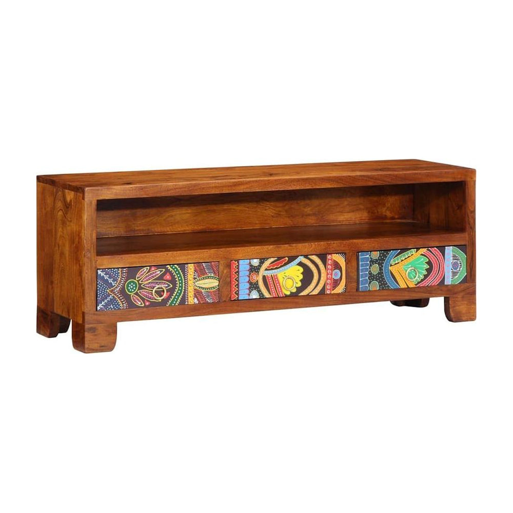 TV Cabinet Multicolour 110x30x40 Solid Wood Acacia