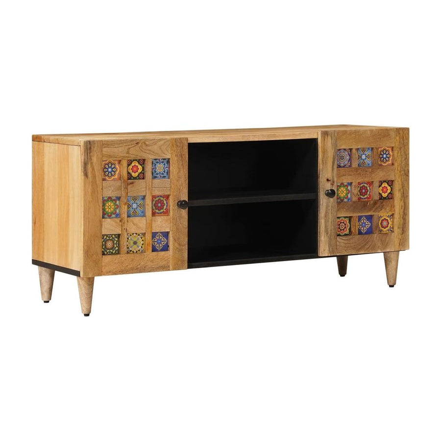 TV Cabinet with Shelf Natural Solid Mango Wood
