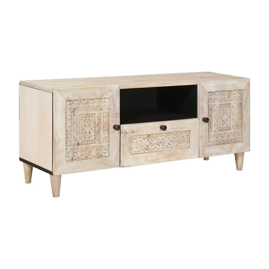 TV Units with Drawer White Engineered Wood