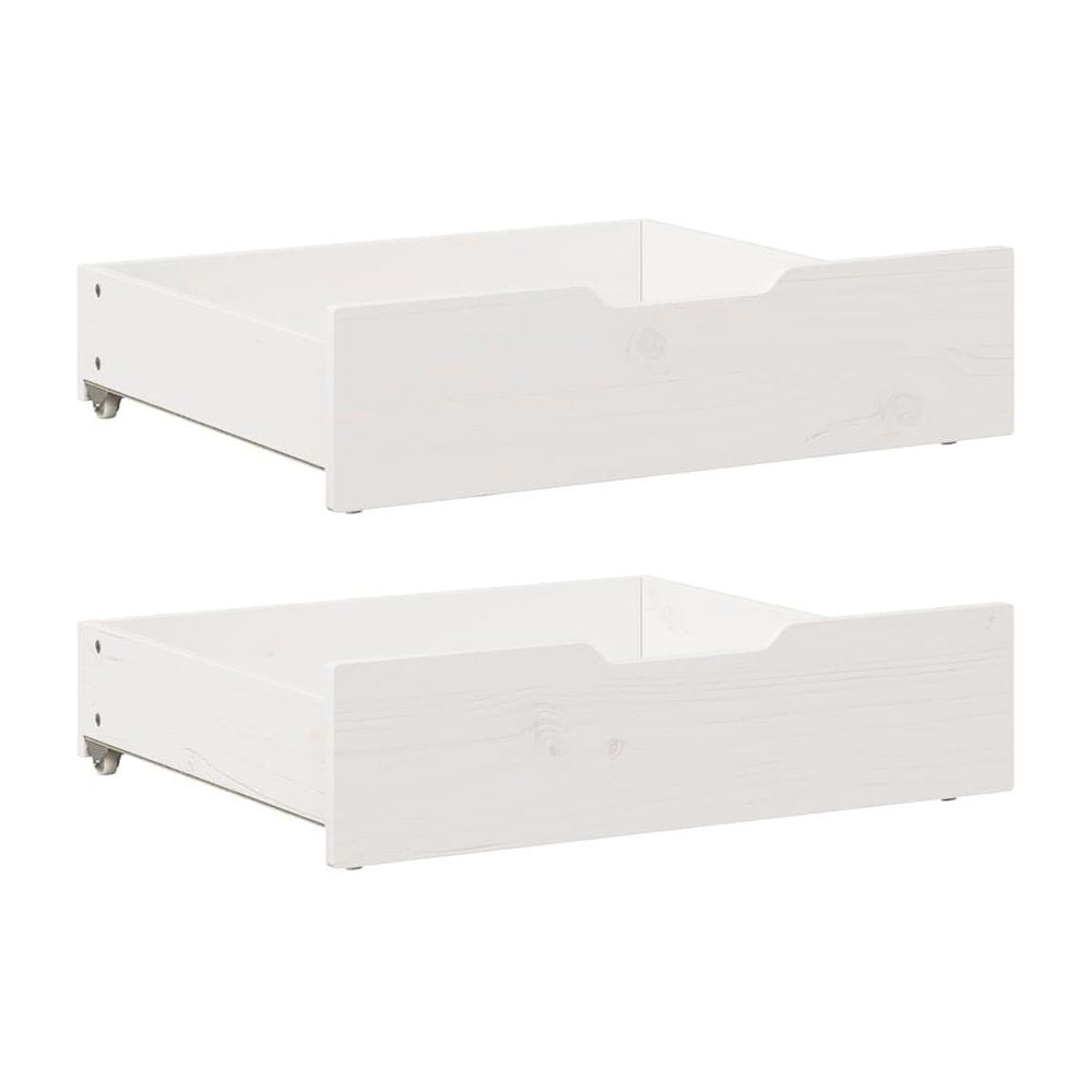 Under-Bed Drawers 2 pcs White Solid Wood Pine