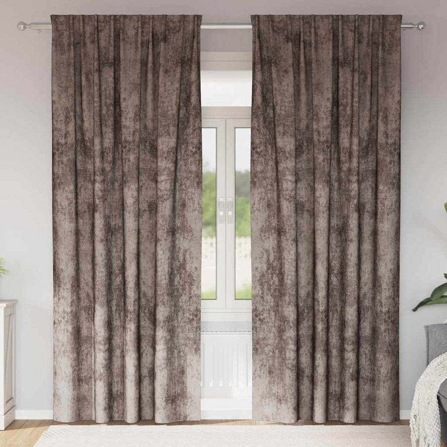 Velvet Curtains 2 pcs Cappuccino Velvet