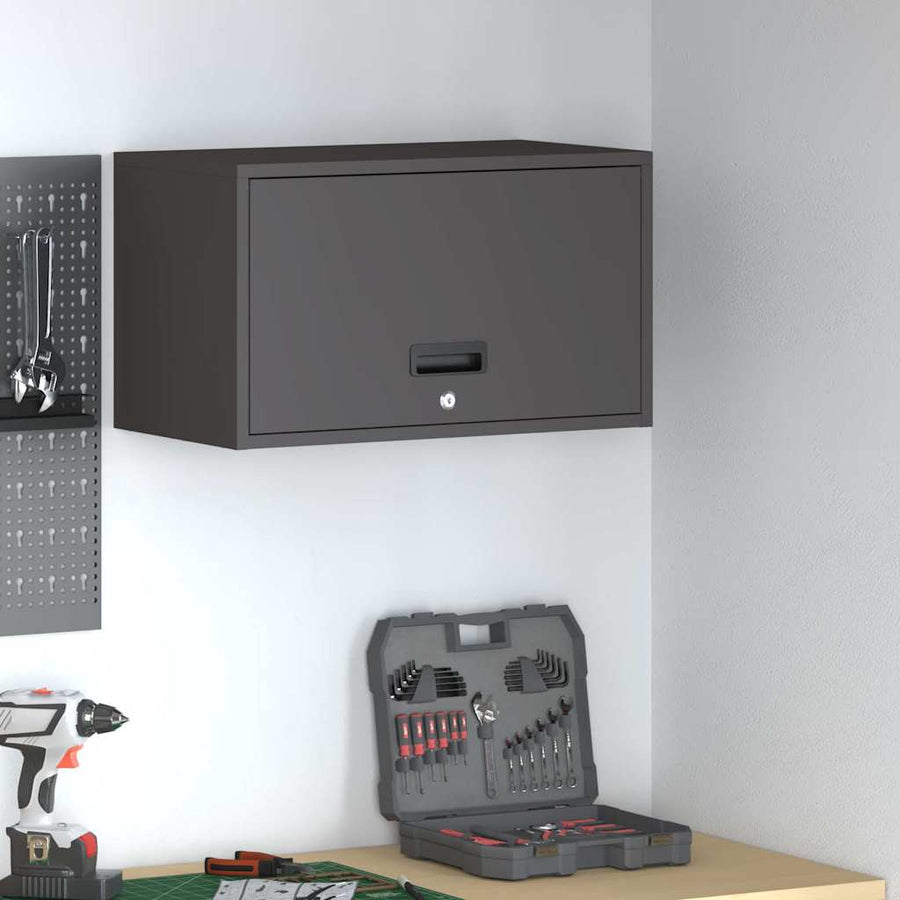 Wall Cabinet for Garage with Gas-lift Door Black
