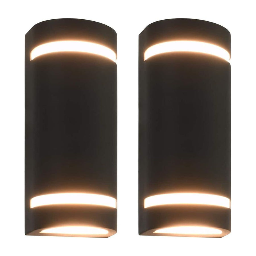 Outdoor Wall Lights 2 pcs 35 W Black Half-round