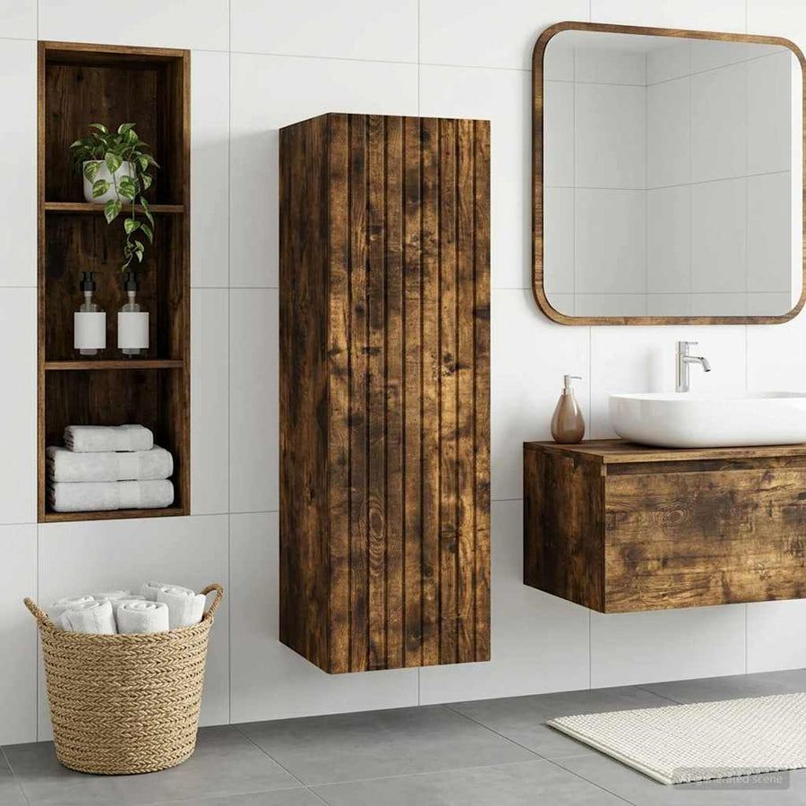 Wall-mounted Bathroom Cabinet Smoked Oak