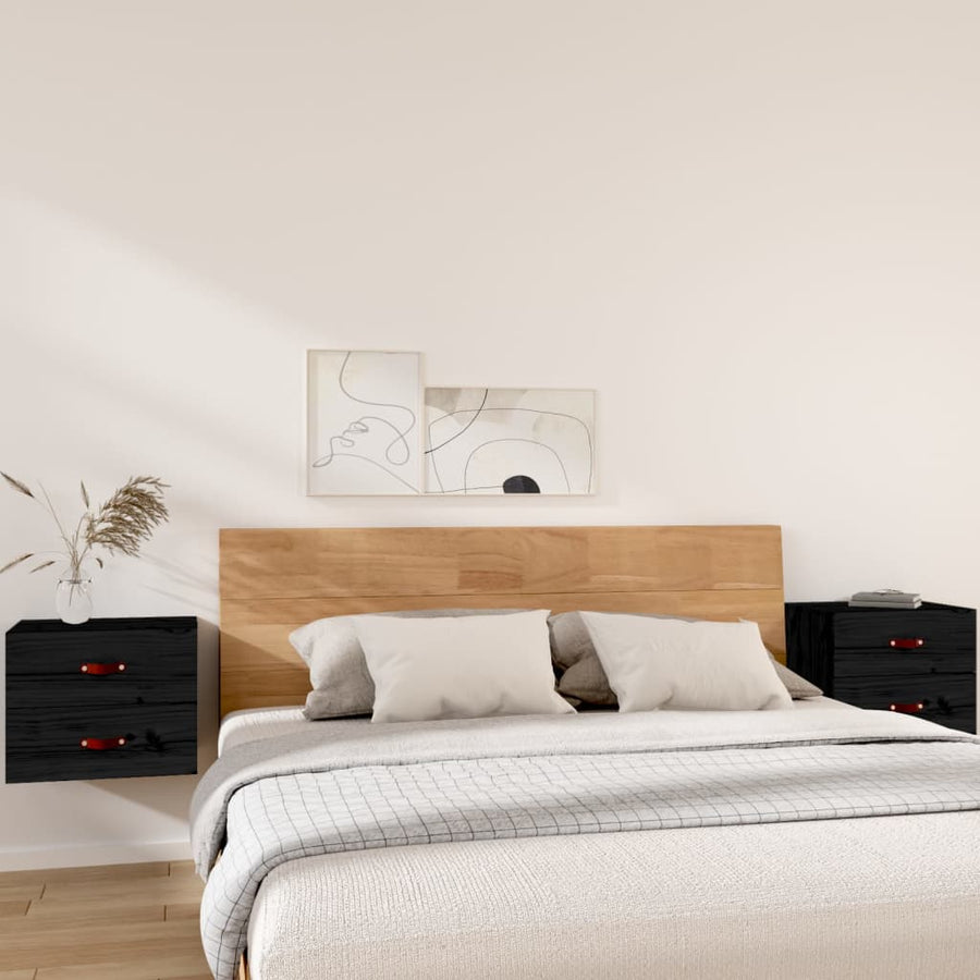 Wall-mounted Bedside Cabinets 2 pcs Black