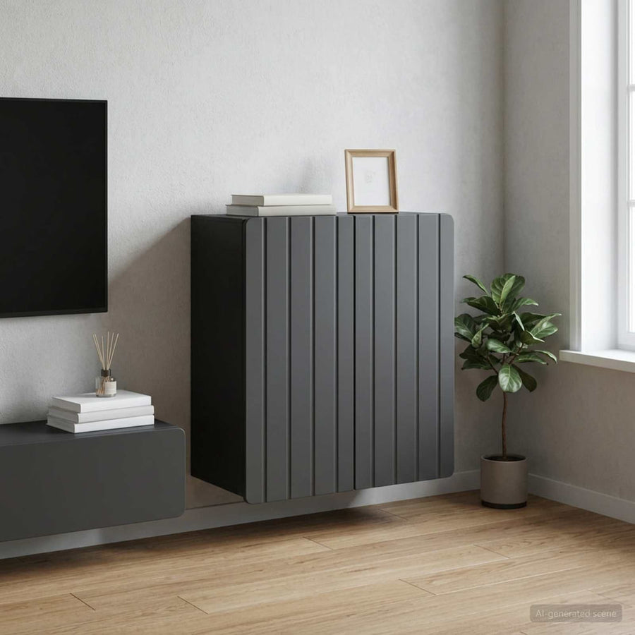 Wall-Mounted Cabinet Black Engineered Wood