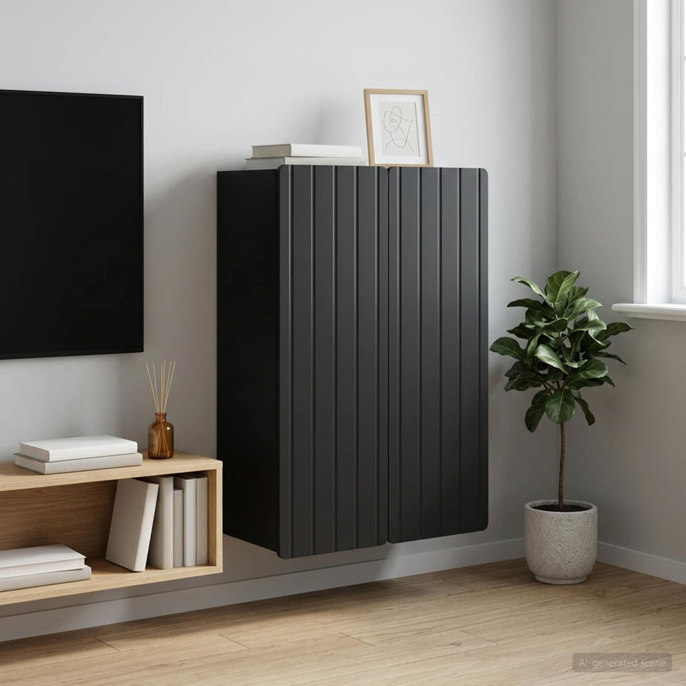 Wall-Mounted Cabinet Black Engineered Wood
