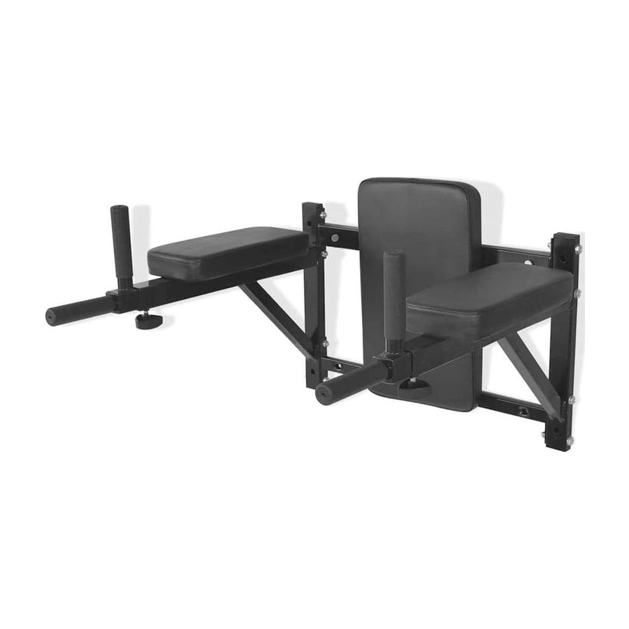 vidaXL Wall-mounted Fitness Dip Station Black shown from a high angle against a white background