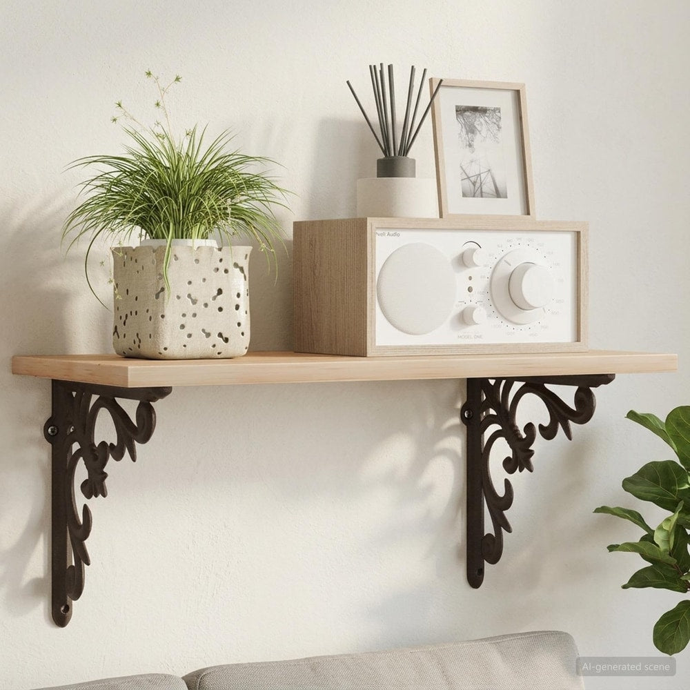 vidaXL Wall Shelf Brackets 12 pcs Antique Brown 10 x 10 x 2.8 cm Steel 1