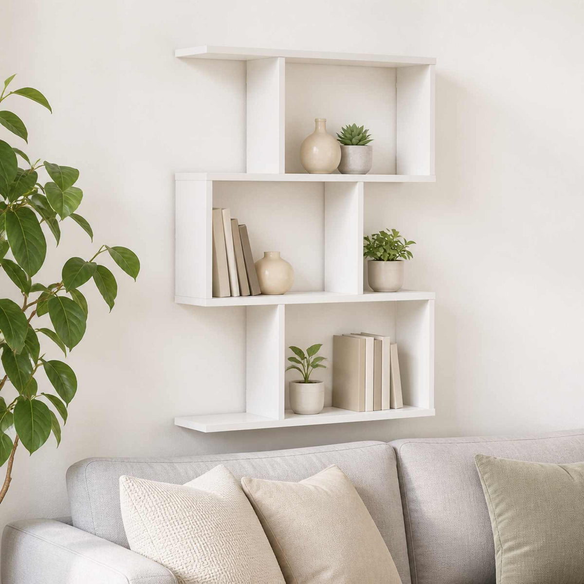 Wall Shelf White Engineered Wood