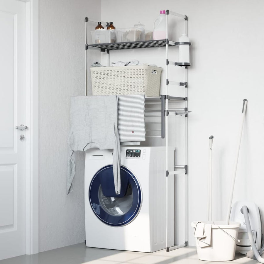 vidaXL Washing Machine Shelf shown in a laundry room setting above a washing machine