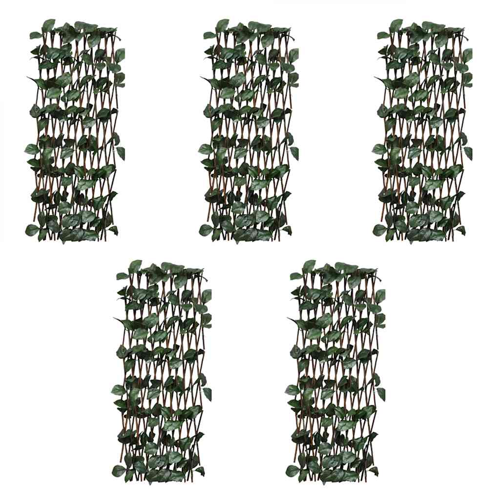 147751 vidaXL Willow Trellis Fences 5 pcs with Artificial Leaves 180x30 cm 1