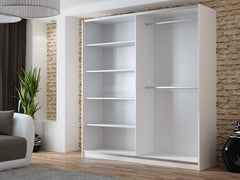 White Mirrored Sliding Door Wardrobe 200cm – OXFORD