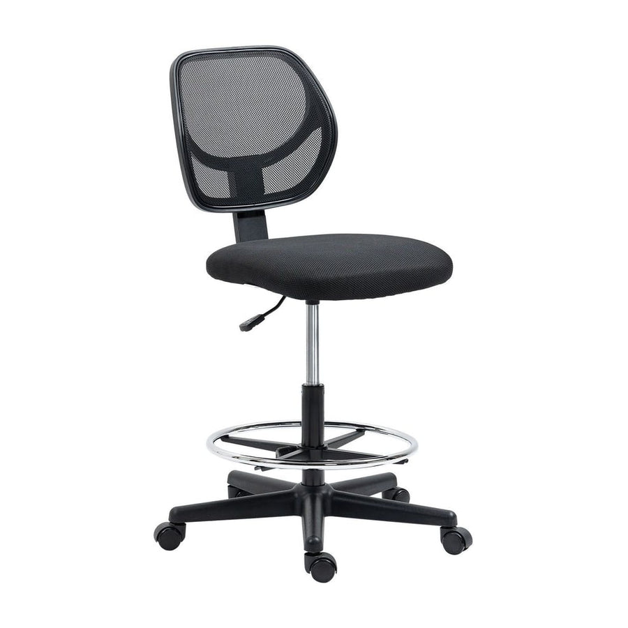 Vinsetto Ergonomic Mesh Standing Desk Chair with Adjustable Footrest Ring and Seat Height Black