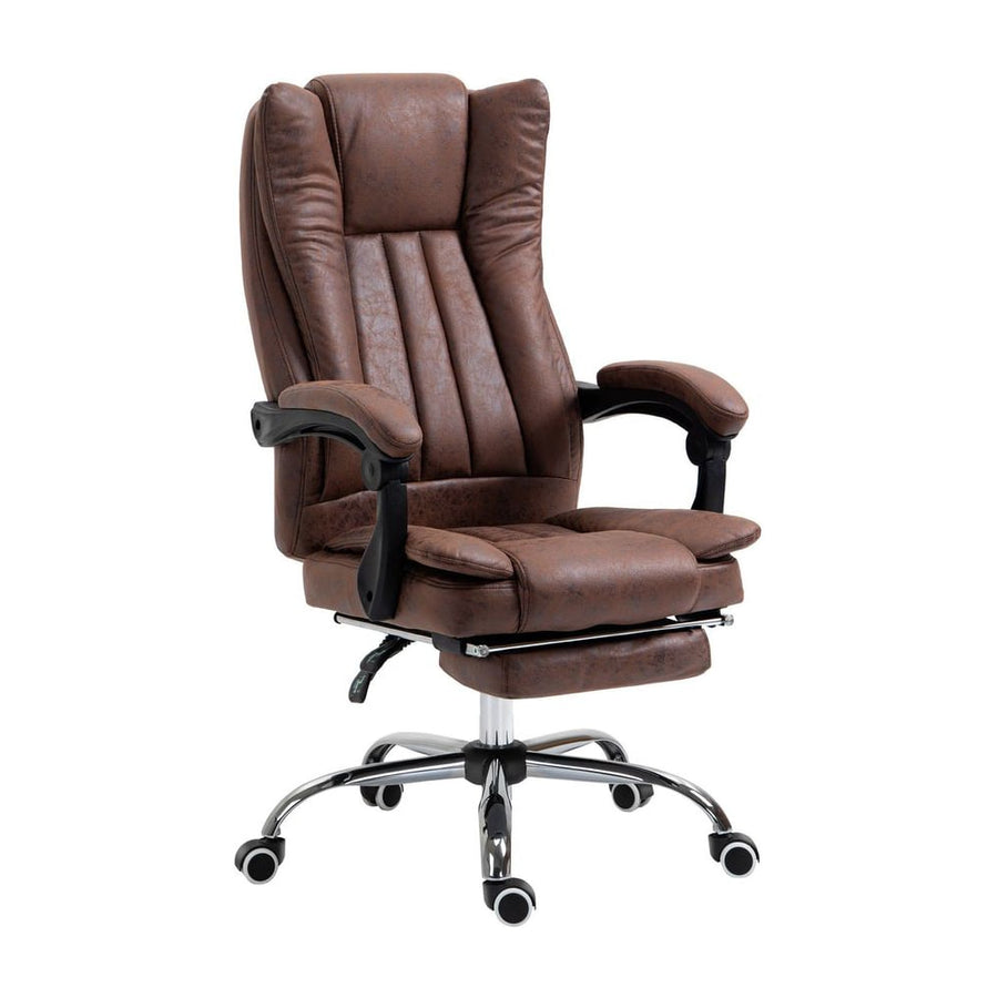 Vinsetto Home Office Chair Microfibre Desk Chair with Reclining Function Armrests Swivel Wheels Footrest Brown