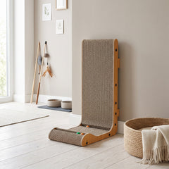 PawHut Cat Scratching Board Wall Mounted Cat Scratcher Corrugated 3 Toy Balls 39 x 23.5 x 57.5 cm Brown
