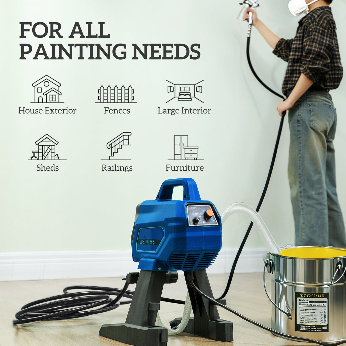 HOMCOM Airless Paint Sprayer, Thinning-Free Electric Paint Spray Gun for Walls, Fences & DIY Projects, Dark Blue - product