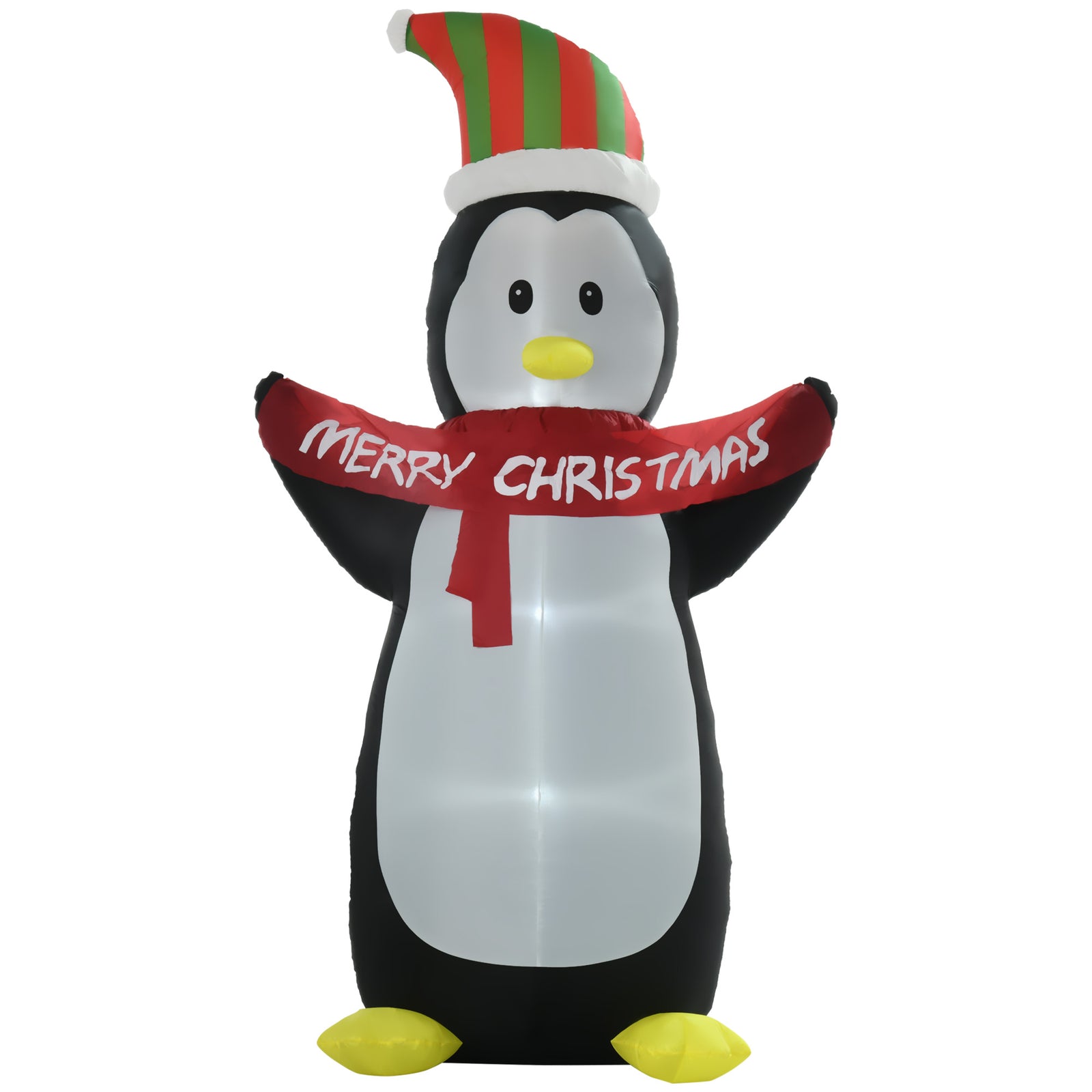 HOMCOM 8ft Inflatable Penguin & Christmas Banner Decoration Indoor Outdoor Weather-Resistant Shell Fun Cute