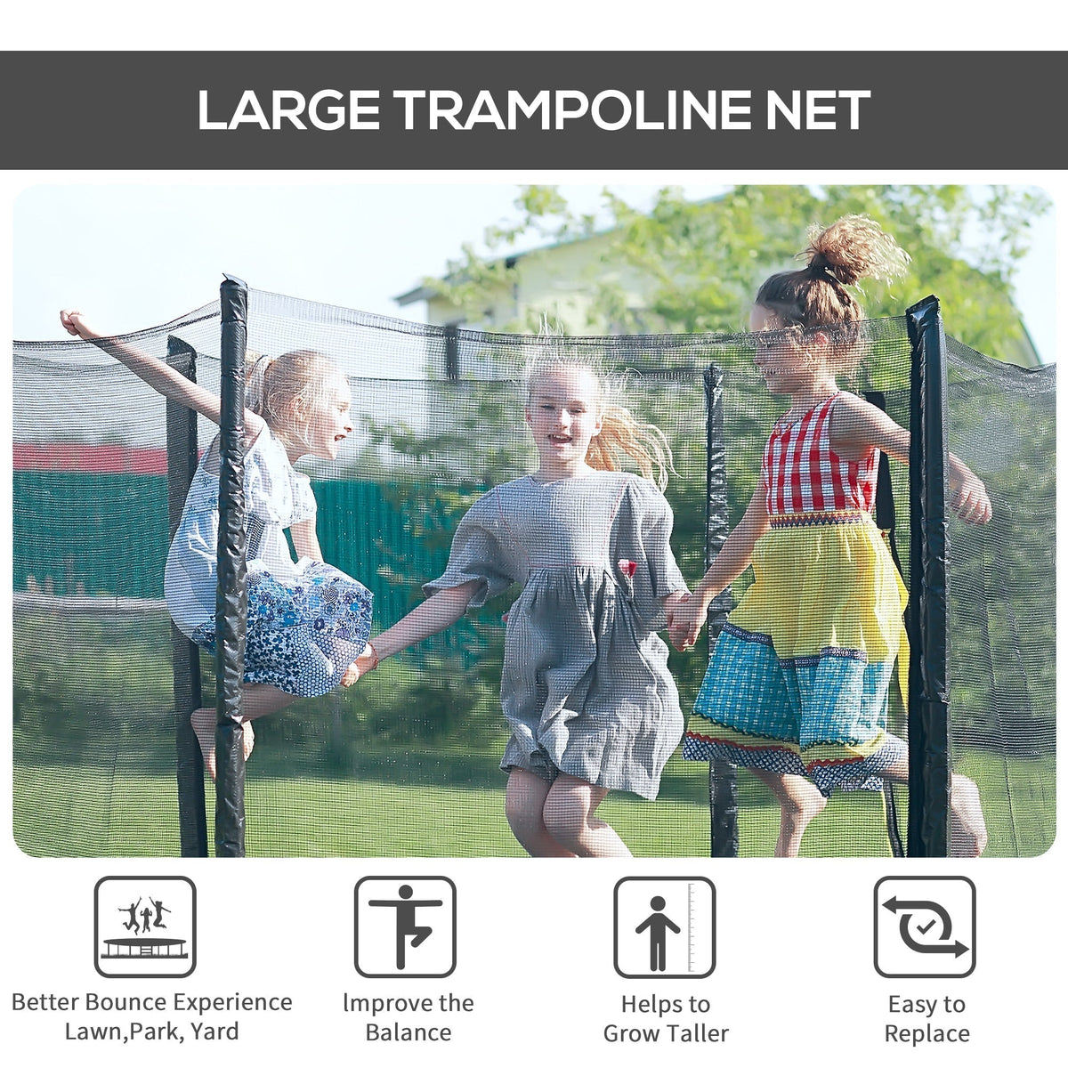 Homcom 8ft Trampoline Replacement Net, Black