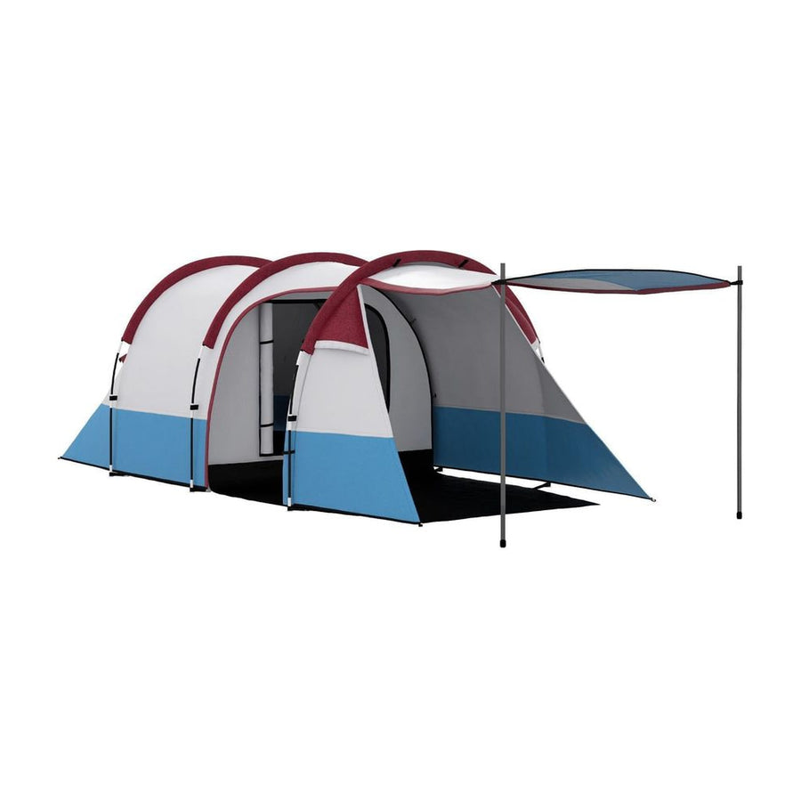 Outsunny Camping Tent, Large Tunnel Tent with Bedroom and Living Area, 2000mm Waterproof, Portable with Bag for 2-3 Man, Red
