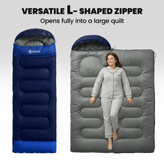 Outsunny Sleeping Bag for Adults, Lightweight & Compact Sleeping Bag, 3 Seasons, Navy Blue
