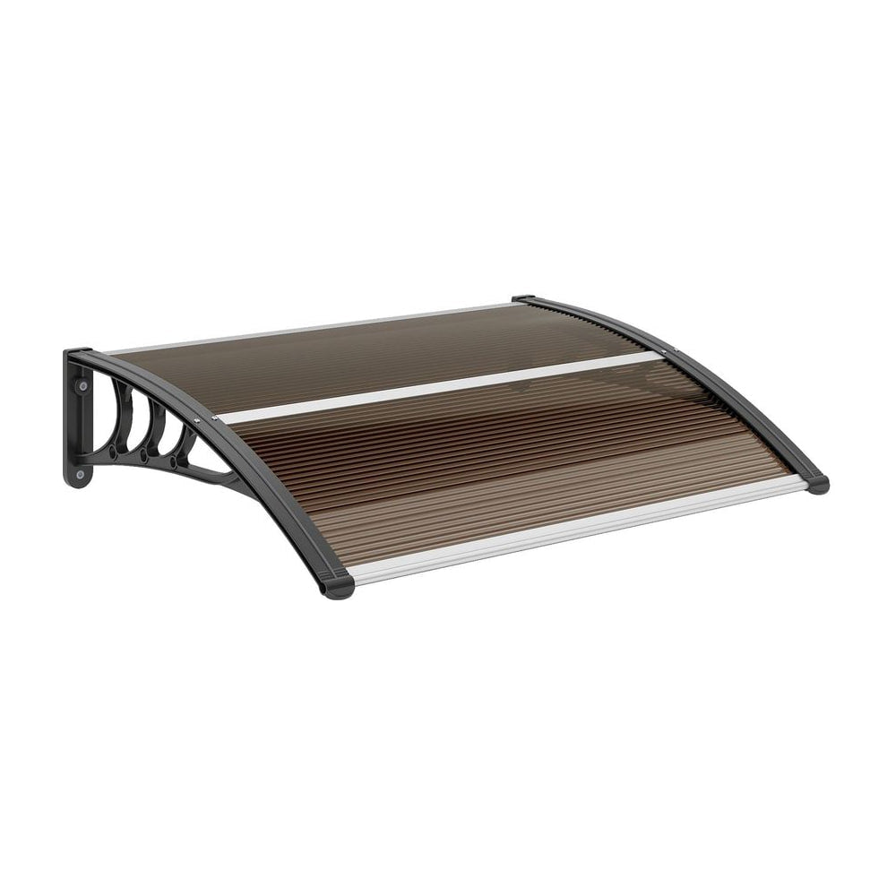 Outsunny Front Door Canopy Outdoor Awning Aluminium Rigid Plastic Polycarbonate Rain Shelter UV Water Rain Resistant 100 x