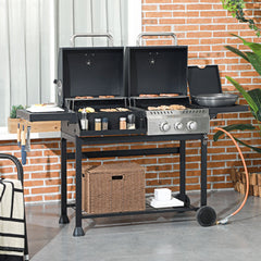 Outsunny Dual Fuel BBQ Grill - Black