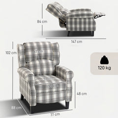 HOMCOM 160 degrees Reclining Armchair, with Footrest - Grey and White
