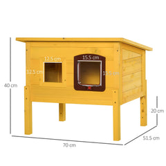 Pawhut Garden Wooden Cat House Hide Cage Outdoor Pet Play Home Waterproof Roof Kitty Shelter Kennel w/ith Door & Window
