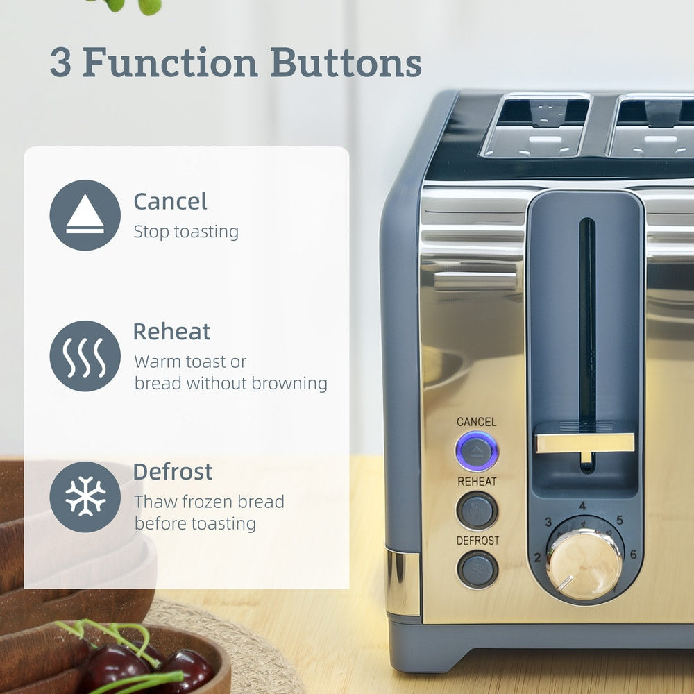 HOMCOM Sleek Textured Kettle and Four-Slice Toaster Set - Blue - product image 7