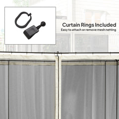 Outsunny 302 x 207cm Universal Replacement Mesh Sidewall Netting for Patio Gazebos and Canopy Tents, (Sidewall Only) Beige