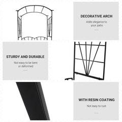 Outsunny Garden Bench, 2 Seater Outdoor Patio Bench, Metal Garden Loveseat with Arch for Vines and Climbing Plants, Black