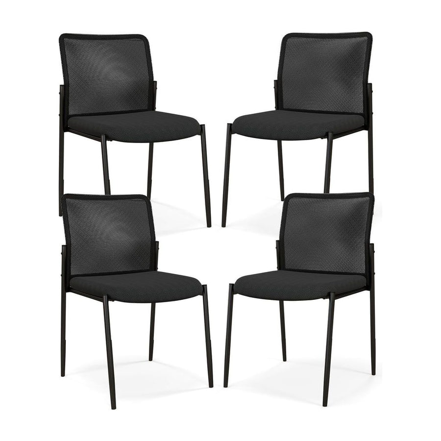 Waiting Room Chair Set of 4 with Ergonomic Mesh Backrest and Padded Seat-Black