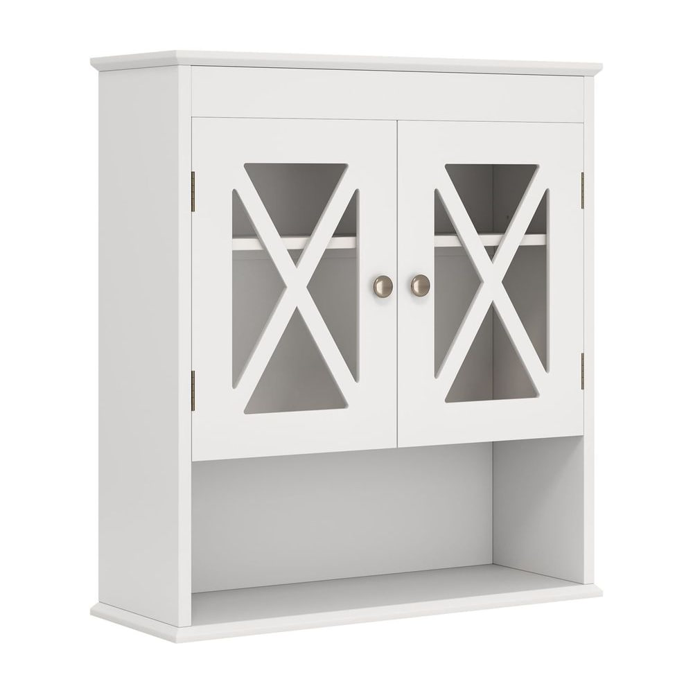 Wall Mounted Bathroom Cabinet with two acrylic doors and a shelf below