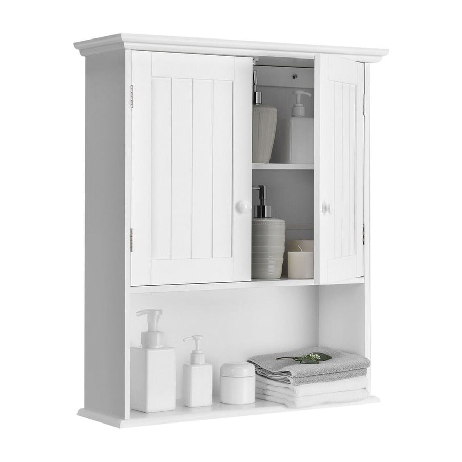 Wall Mounted Bathroom Storage Cabinet with Adjustable Shelf-White