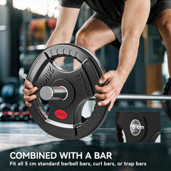 SPORTNOW Olympic Weight Plate, 2"/5cm Weight Disc with Tri-Grips, 20kg Dumbbell Plate for Weightlifting and Strength Training Home Gym Fitness Workout, Black