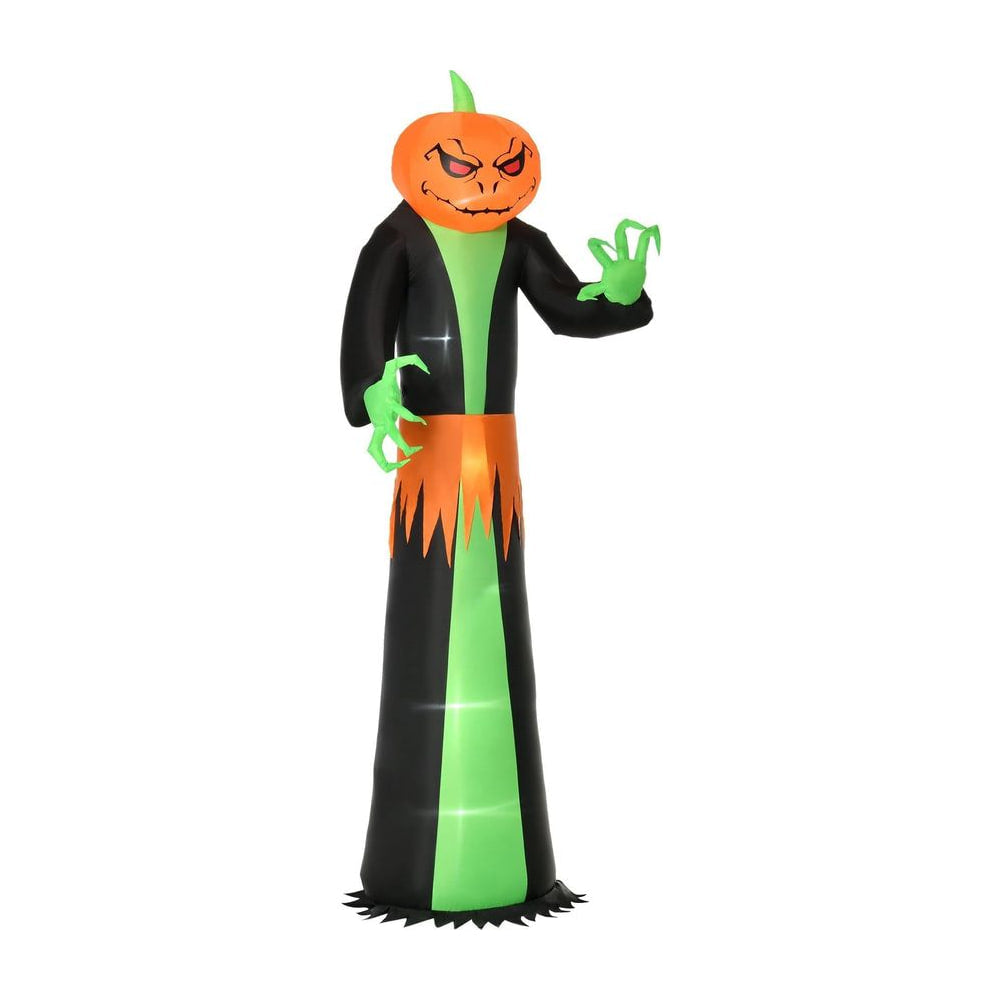 HOMCOM 9FT Inflatable Halloween Pumpkin Ghost with Build in LED, Outdoor Lighted Blow Up Inflatables for Party Indoor