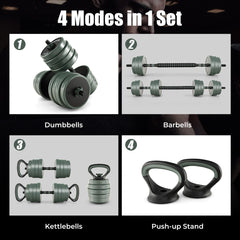 4-in-1 Weight Set with Dumbbells and Barbells for Home Gym Fitness Exercises-Black
