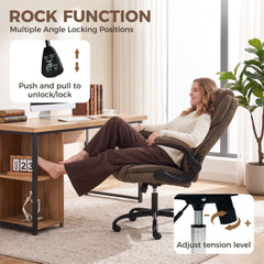 HOMCOM Office Chair, Ergonomic Desk Chair with Flip-up Armrest, Pocket Springs, Swivel Wheels, Adjustable Height, Brown
