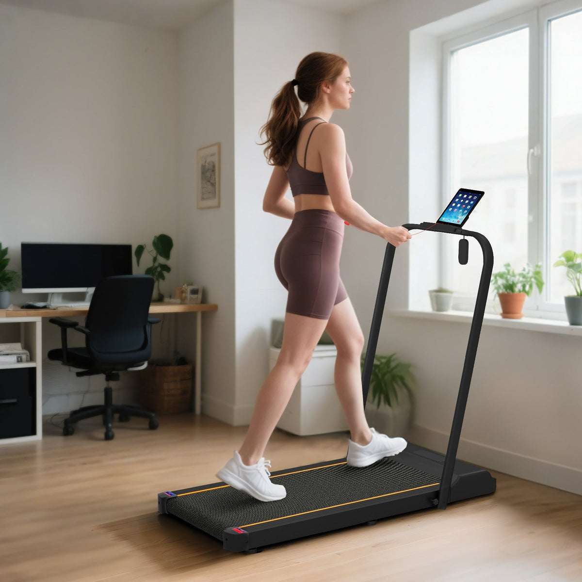 SPORTNOW 2.5HP Walking Pad, 1-6km/h Folding Treadmill with Remote Control and LED Display for Home Gym Office, Orange