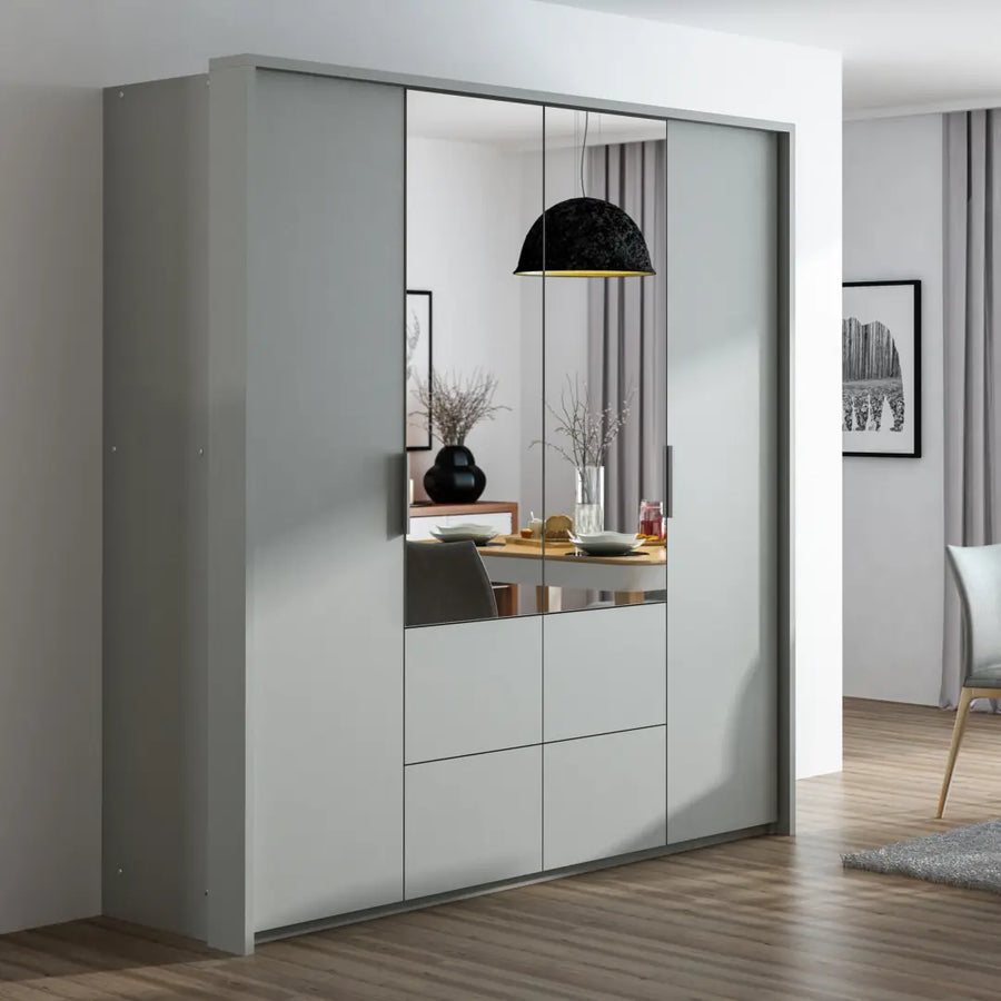 Wieden Hinged Door Wardrobe 208cm in Platinum
