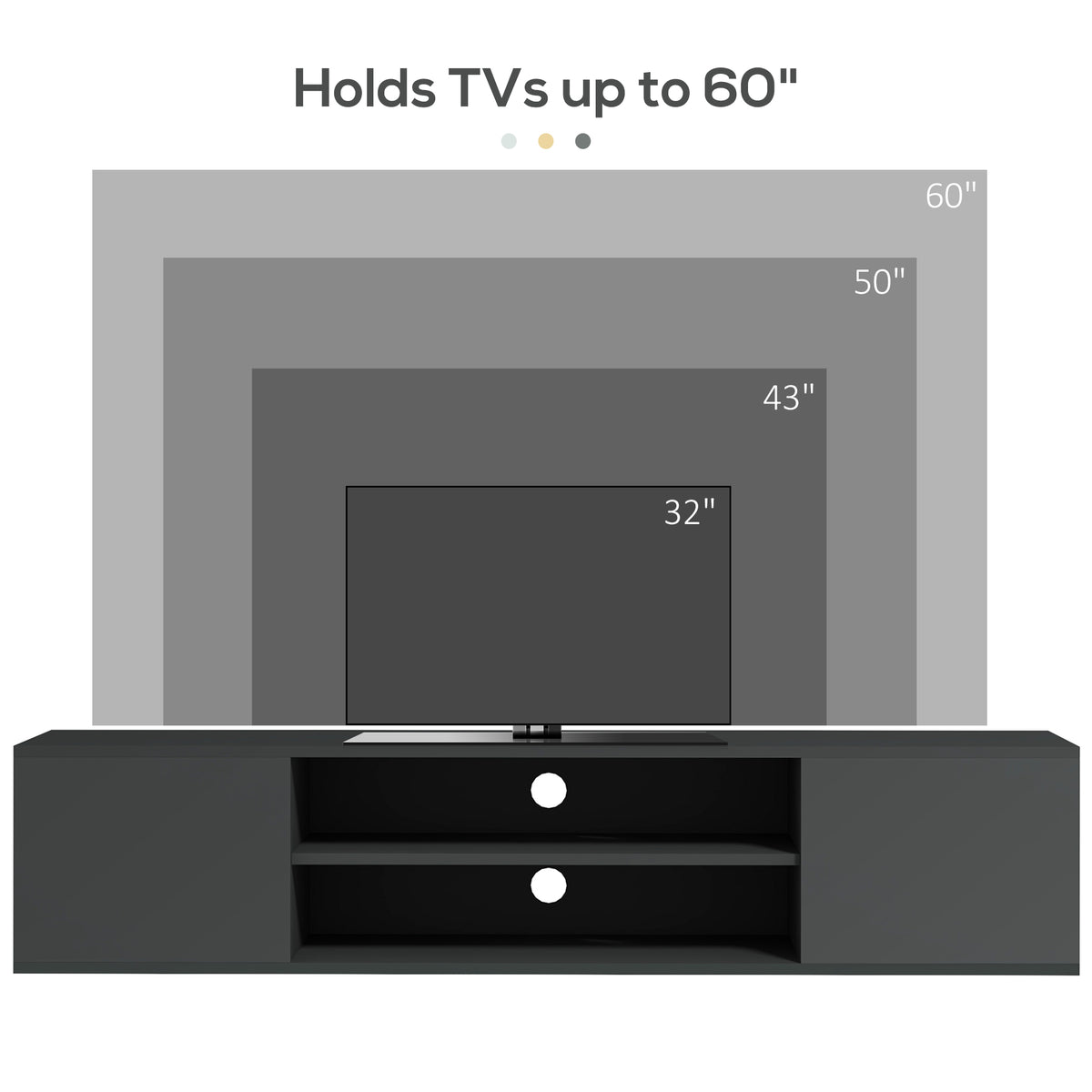 HOMCOM Floating TV Stand Cabinet in Grey, image 8