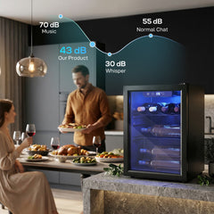 HOMCOM 16 Bottle Wine Cooler, 48 Litre Capacity, 4-16°C Tabletop Counter Drinks Wine Fridge with Glass Door, LED Light, Black