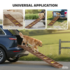 PawHut Dog Car Ramp with Anti-Slip Steps, 10-Steps Pet Stairs for Pets to Access Cars and High Beds, Brown