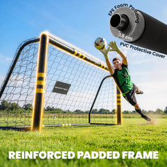 SPORTNOW Football Goal, 6 x 4ft Portable Football Net with EPE Foam Padding, PVC Tube Covers Ground Stakes and Metal Frame