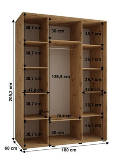 Cannes V Sliding Door Wardrobe 180cm - product image 5
