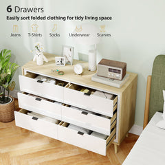 HOMCOM Storage Cabinet, Chest of Drawers with 6 Drawers and 5 Legs for Bedroom, High Gloss White