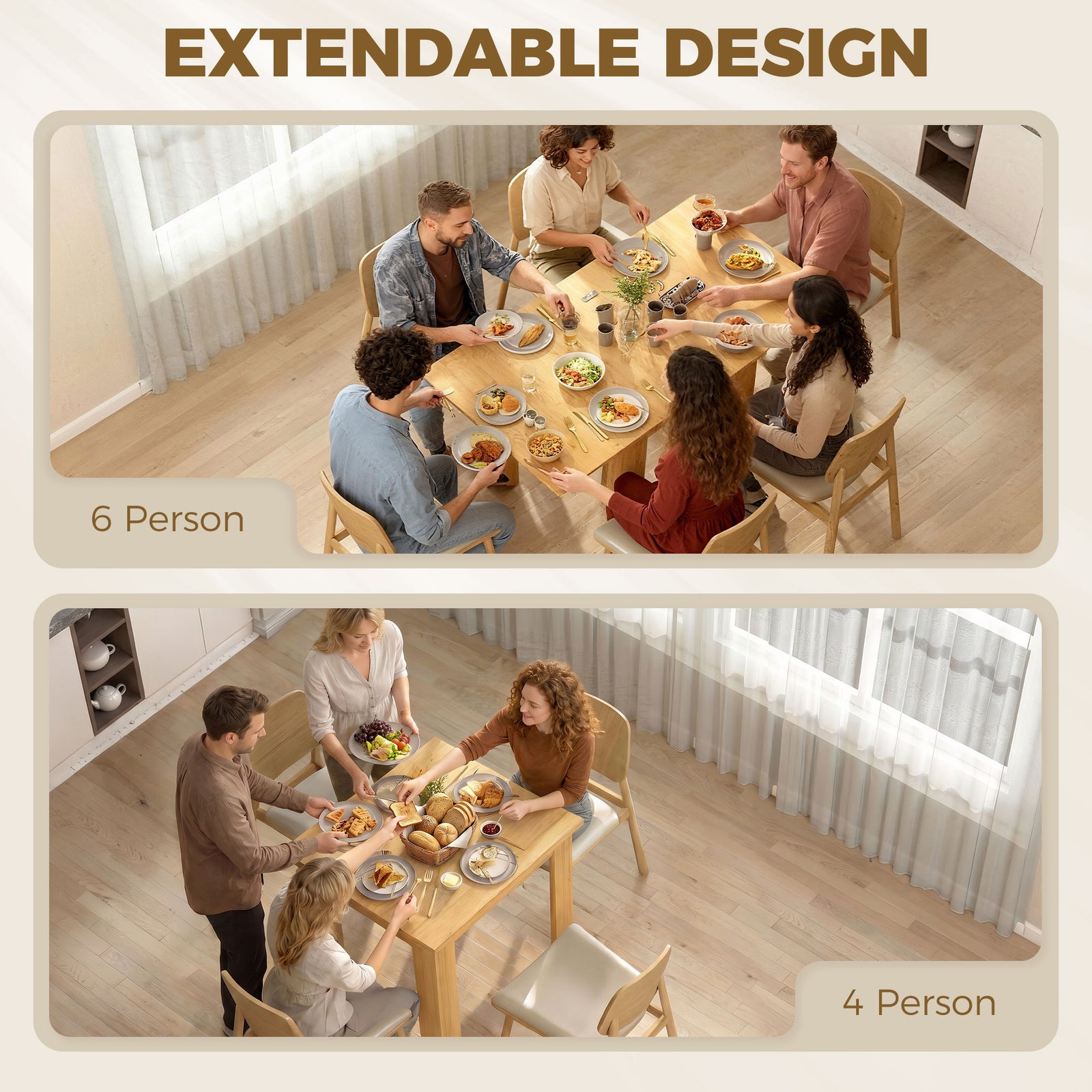 HOMCOM Square Dining Table, Modern Small Dining Table with Wood Effect, Space Saving, Non-slip Foot Pads, White
