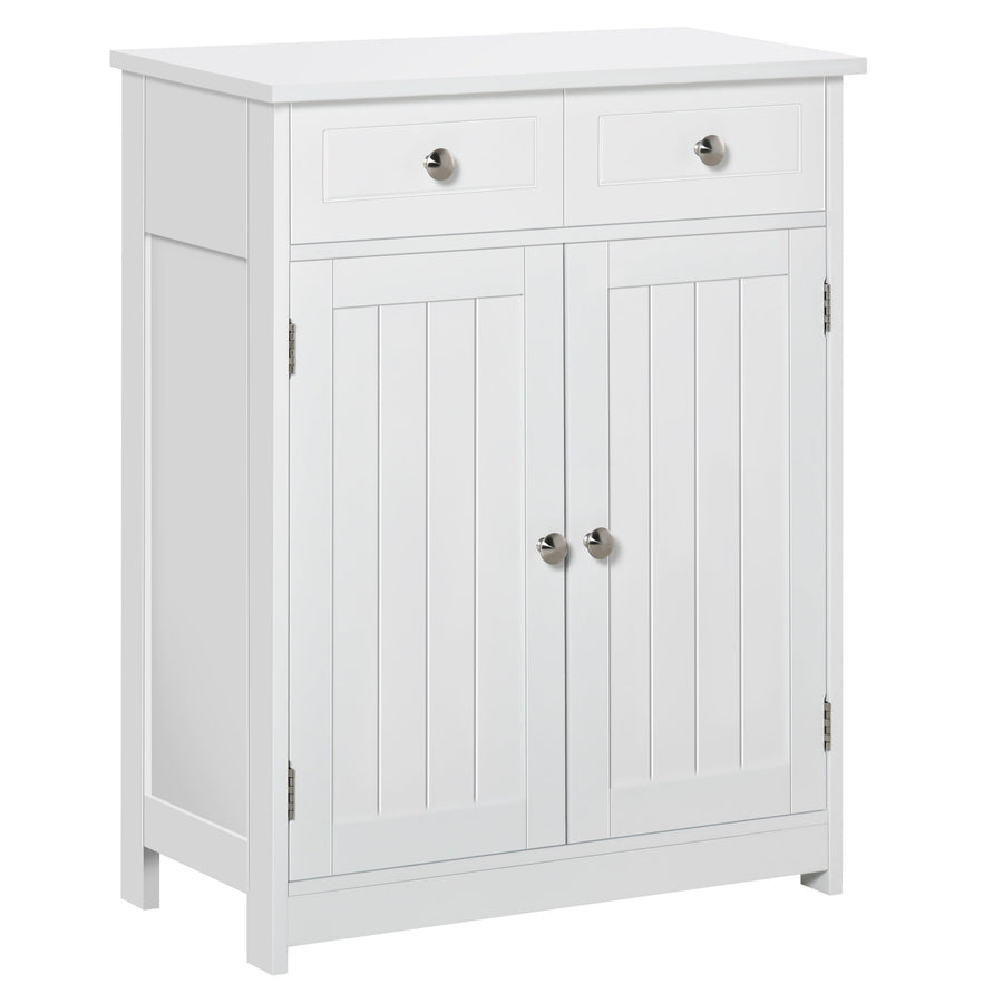 kleankin 75x60cm Freestanding Bathroom Storage Cabinet Unit w/ 2 Drawers Cupboard Adjustable Shelf Metal Handles Traditional